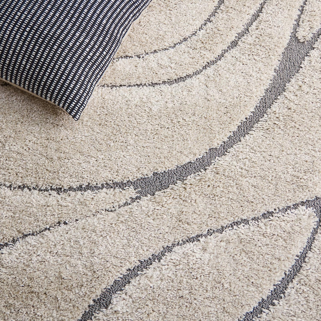 SAFAVIEH Florida Shag Collection Area Rug - 8'6" x 12', Cream & Grey, Non-Shedding & Easy Care, 1.2-inch Thick Ideal for High Traffic Areas in Living Room, Bedroom (SG471-1180)