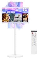 KEFEYA 32" Smart Portable TV, FHD Touch Screen Monitor on Wheels, Voice Remote Control, Wireless Movable Display, 360° Swivel Rotation, Rechargeable 38400mAh Battery,EDLA-Certified,20W Stereo Speakers