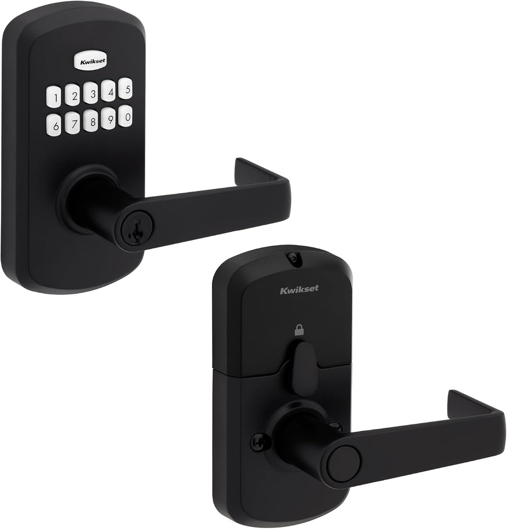 Kwikset SmartCode 955 Light Commercial 10-Button Keypad Matte Black Electronic Kingston Lever, Featuring Convenient Keyless Entry, 3-Year Battery Life and High Traffic Durability