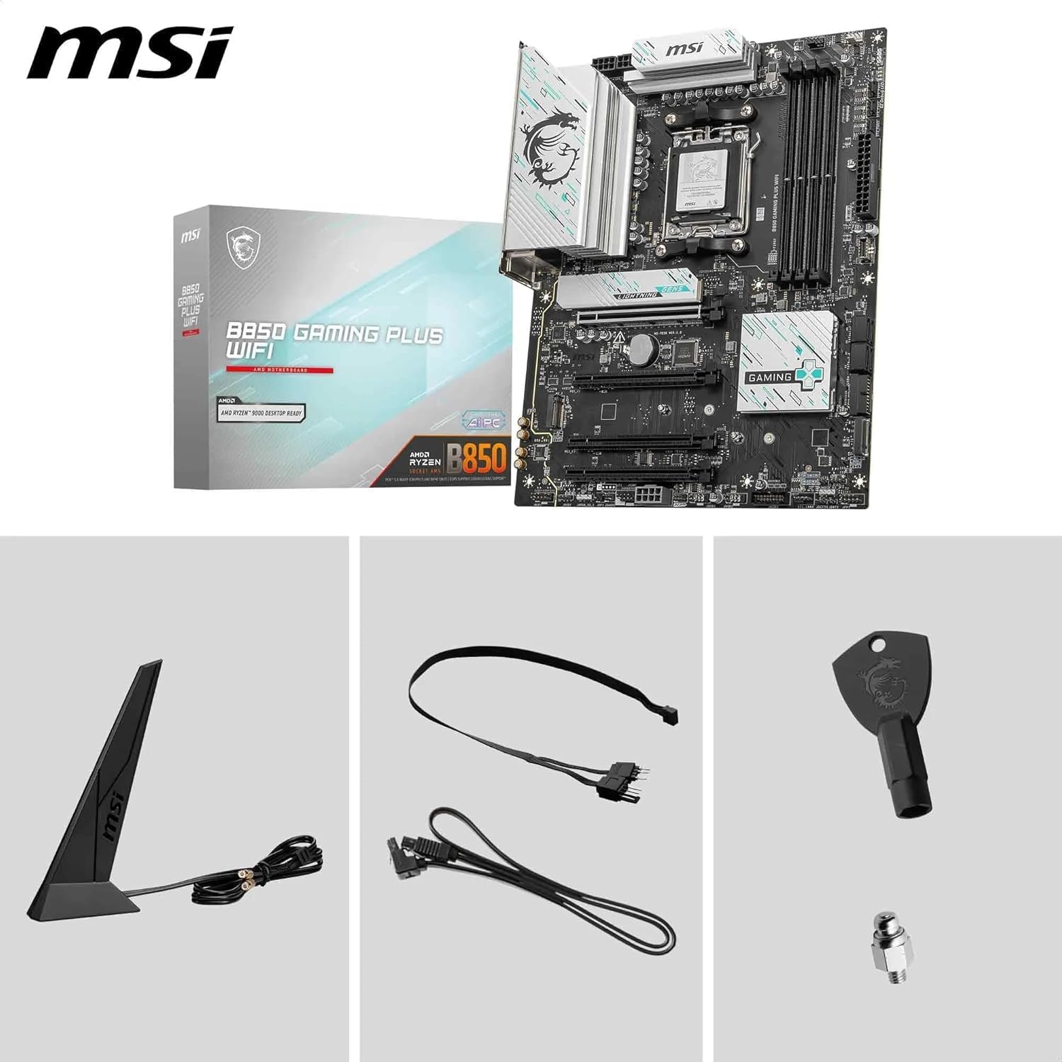 Micro Center AMD Ryzen 7 9700X CPU Processor with MSI B850 Gaming Plus WiFi Motherboard (ATX, AM5, DDR5, PCIe 5.0, M.2 Gen5, Wi-Fi 7, 5G LAN)