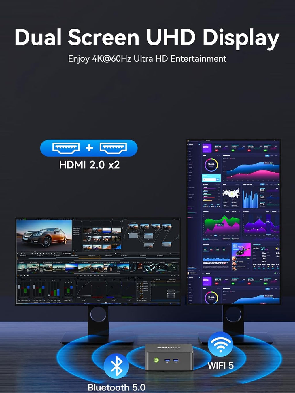 GMKtec Mini PC Computers Intel N95 Processor (Turbo 3.4GHz) 8GB DDR4 256GB SSD Desktop Computer 4K Dual HDMI Display/3x USB3.2/WiFi 5 BT5.0/RJ45 Ethernet Nucbox G3S