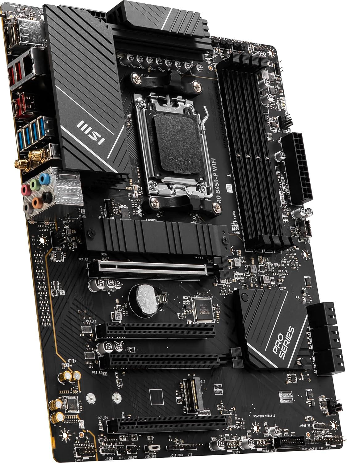 MSI PRO B650-P WiFi ProSeries Motherboard (AMD AM5, ATX, DDR5, PCIe 4.0, M.2, SATA 6Gb/s, USB 3.2 Gen 2, HDMI/DP, Wi-Fi 6E, AMD Ryzen 7000 Series Desktop Processors) (Renewed)