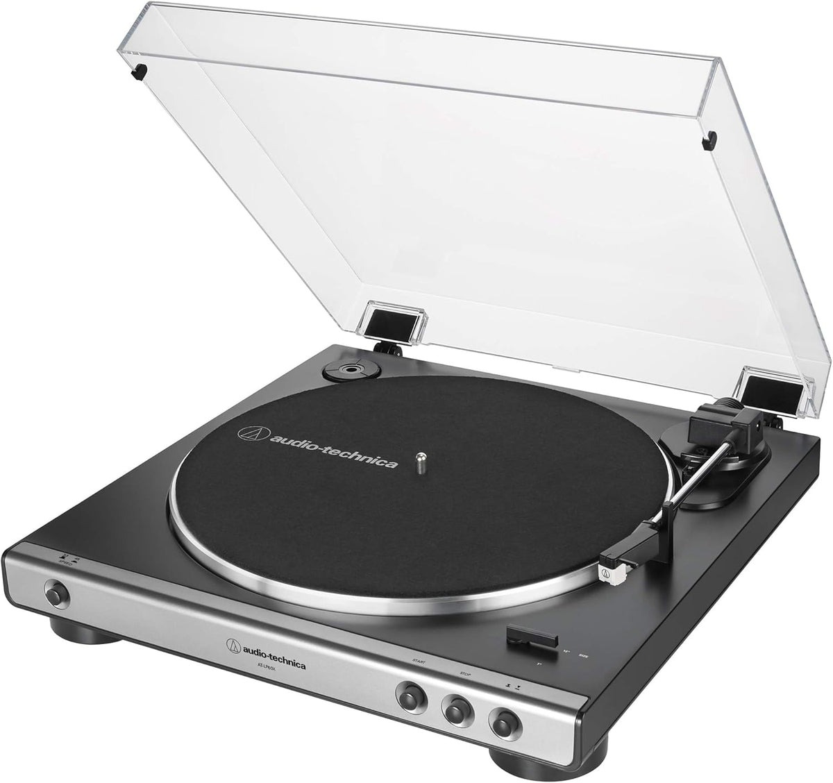 Audio-Technica AT-LP60X-GM Fully Automatic Belt-Drive Turntable 33-1/3 & 45 RPM -Gunmetal/Black Bundle with 1 Year Extended Protection Pack