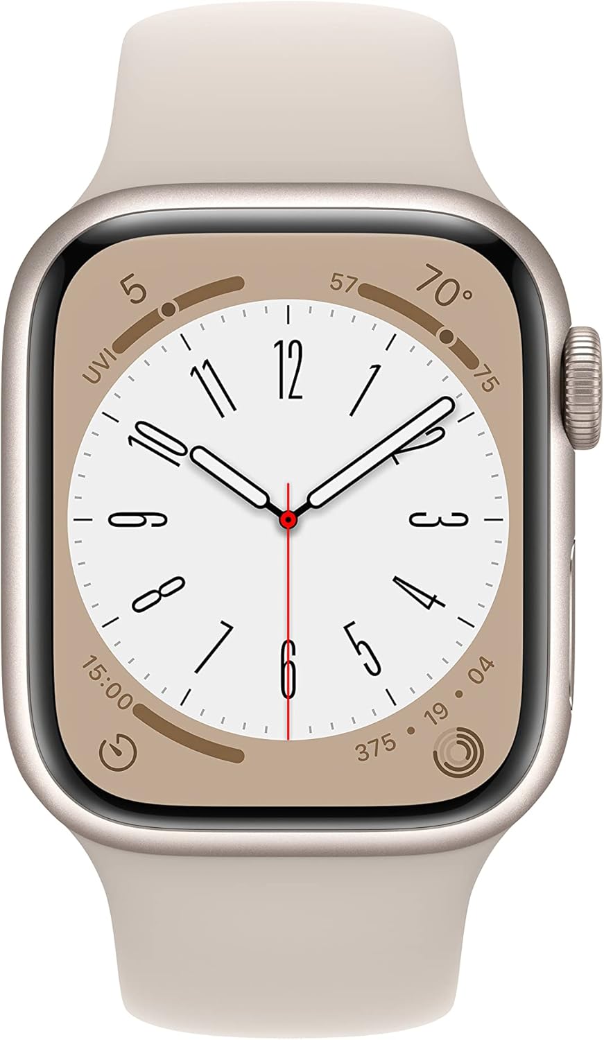 Apple Watch Series 8 GPS + Cellular, 41mm - Starlight Aluminum Case with Starlight Sport Band, S/M (Renewed)