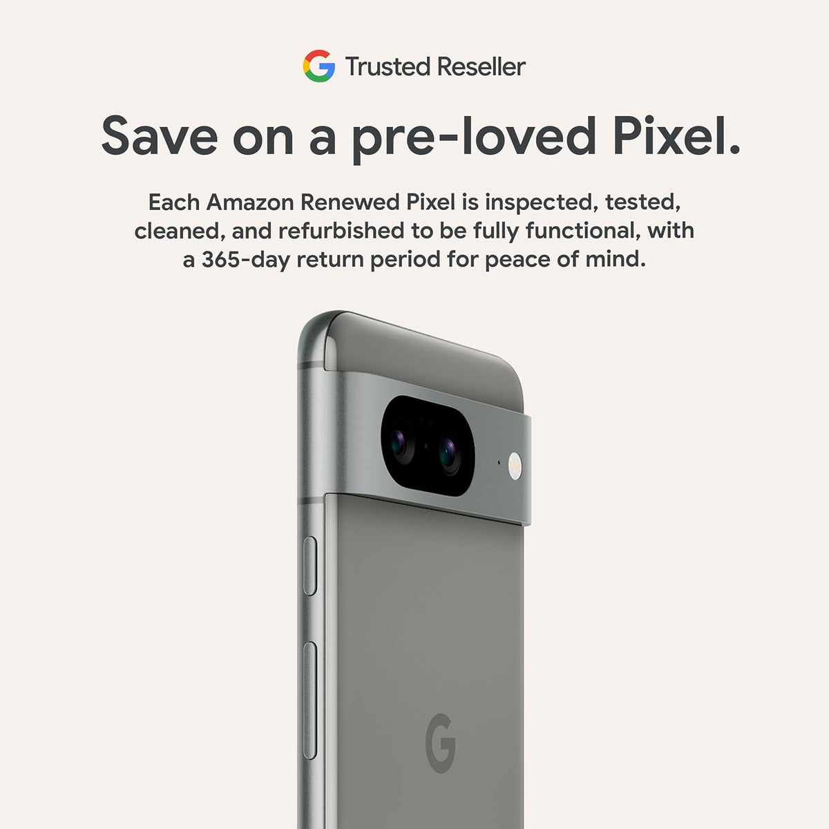 Google Pixel 8 (Renewed Premium) - Unlocked Android Smartphone with Advanced Pixel Camera, 24-Hour Battery, and Powerful Security - Hazel - 128 GB