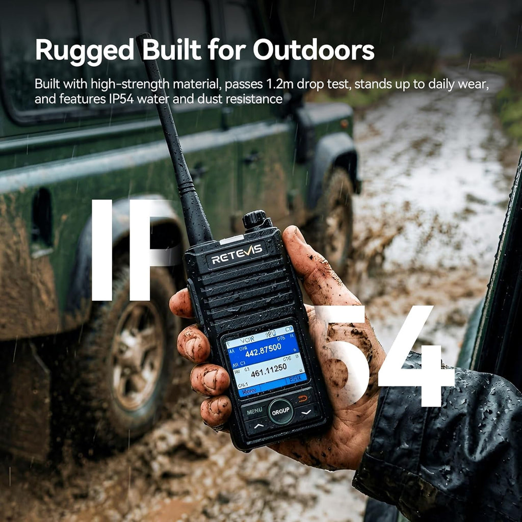 Retevis RB58 Bluetooth Walkie Talkies with Wireless Earpieces,IP54 Two Way Radio with Noise Cancelling,APP Control,Group Call,1800mAh,NOAA,VOX,Emergency Alarm,for Hunting Camping Family(2 Pack)