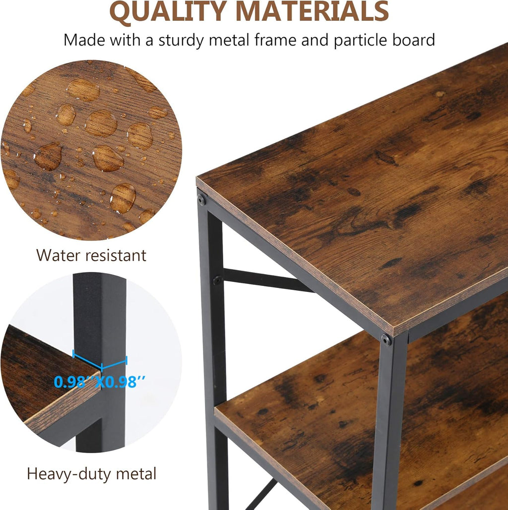 Tribesigns 70.9 Inch Extra Long Console Table, Modern Sofa Table Behind Couch Table with Storage Shelves, 3-Tier Industrial Hallway Entryway Table for Living Room, 3 Shelf Bookshelf(Brown)