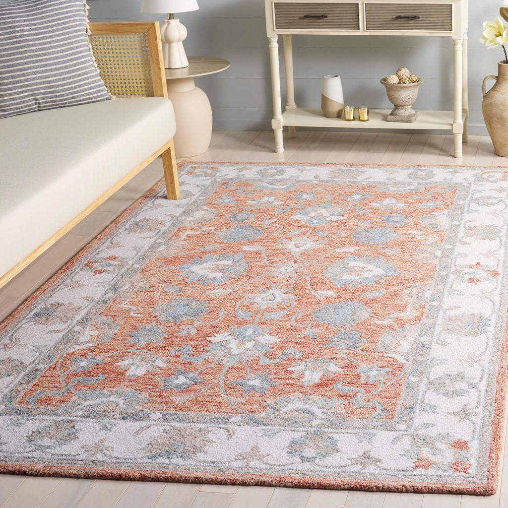SAFAVIEH Area Rug 8x10 - Heritage Collection - Large - Rust & Ivory, Handmade Wool, Ideal for Living Room, Bedroom, Dining Space (HG125P)