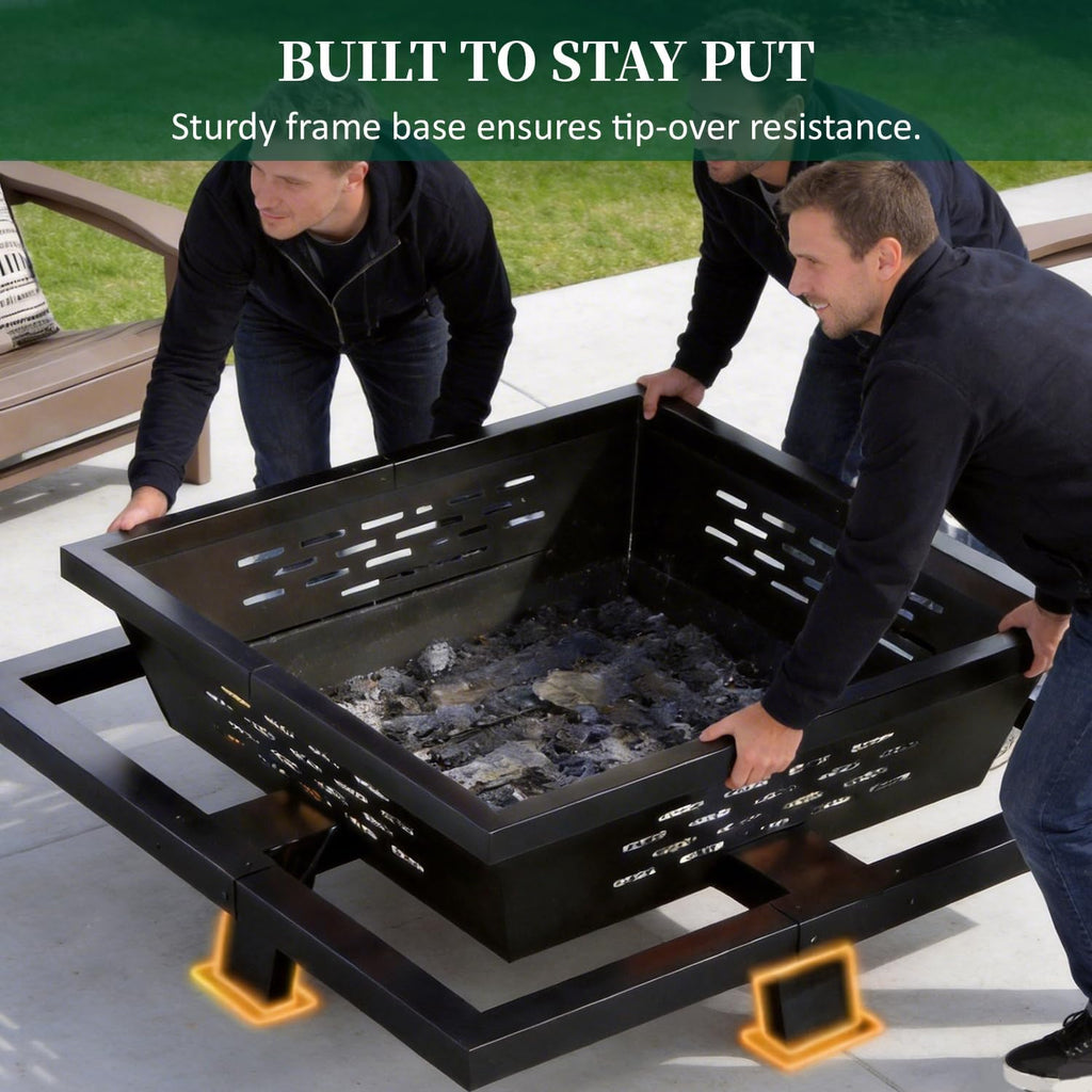 47 Inch Fire Pit for Outside, Outdoor Wood Burning Firepit with Poker, Heavy Duty Fire Pit for Camping, Backyard, Patio