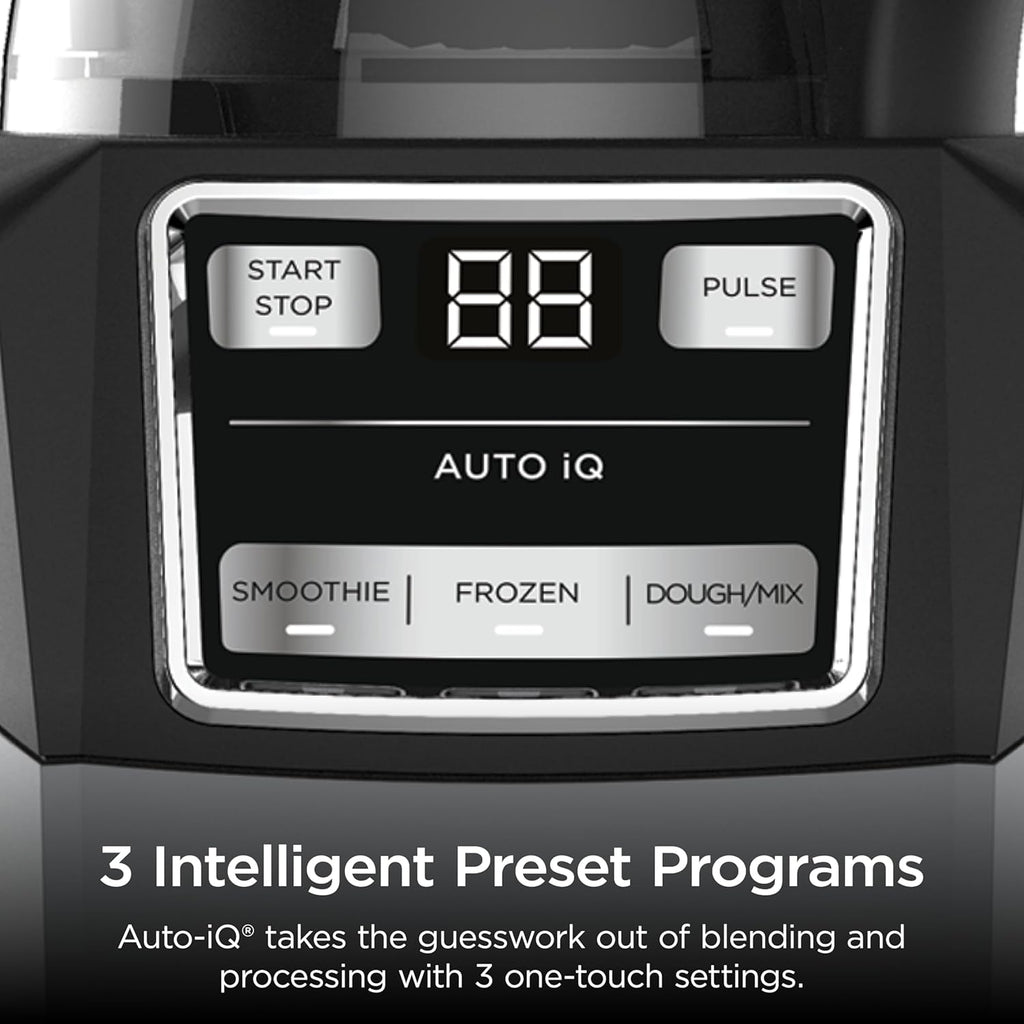 Ninja Blender, Compact Kitchen System, 1200W, 3 Functions for Smoothies, Dough & Frozen Drinks with Auto-IQ, 72-oz.* Blender Pitcher, 40-oz. Processor Bowl & 18-oz. Single-Serve Cup, Grey, AMZ493BRN