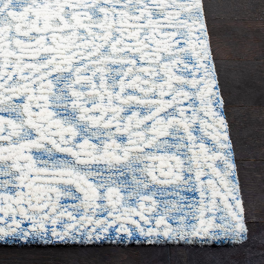 SAFAVIEH Metro Collection 8' x 10' BlueIvory MET993M Handmade Premium Wool Living Room Dining Bedroom Area Rug