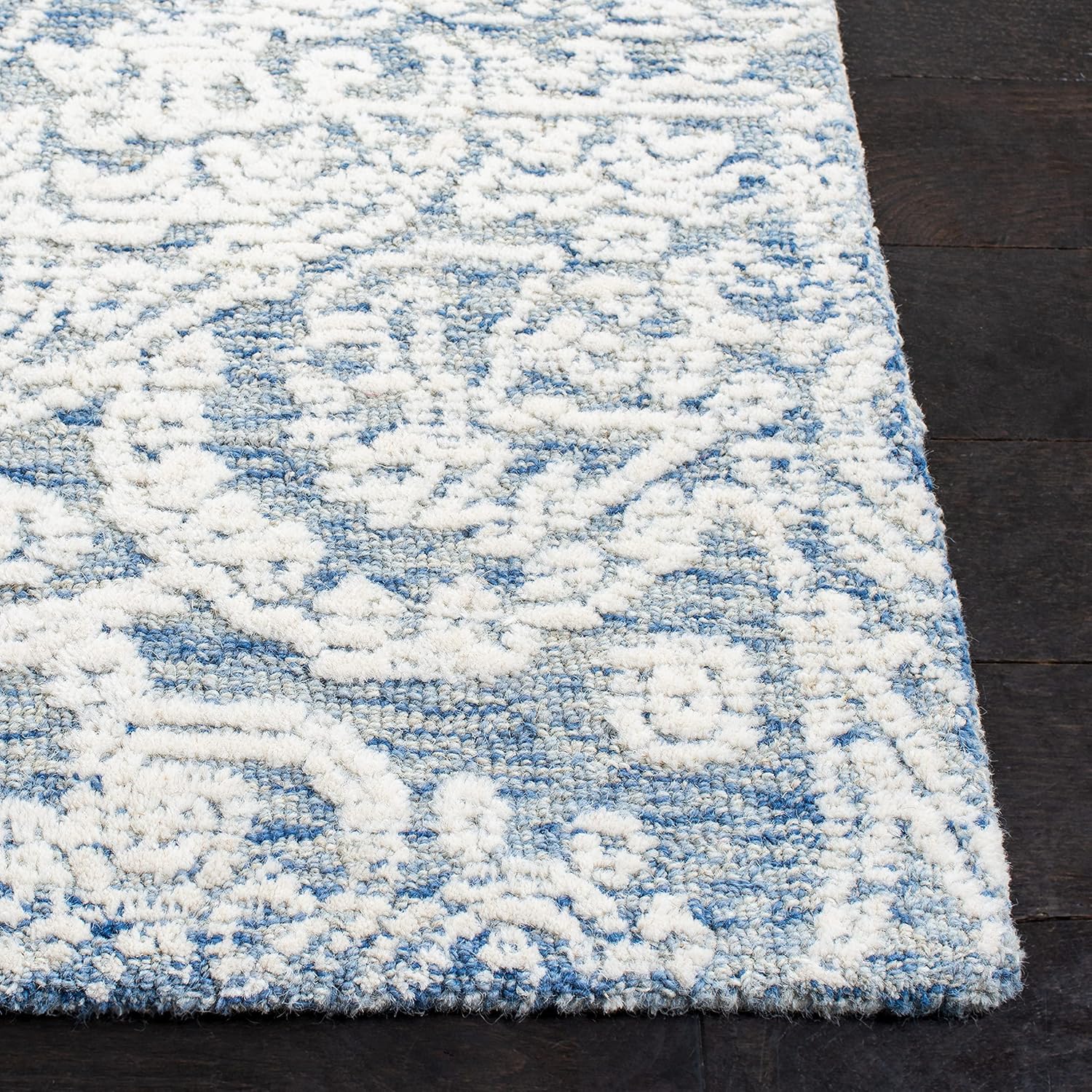 SAFAVIEH Metro Collection 8' x 10' BlueIvory MET993M Handmade Premium Wool Living Room Dining Bedroom Area Rug