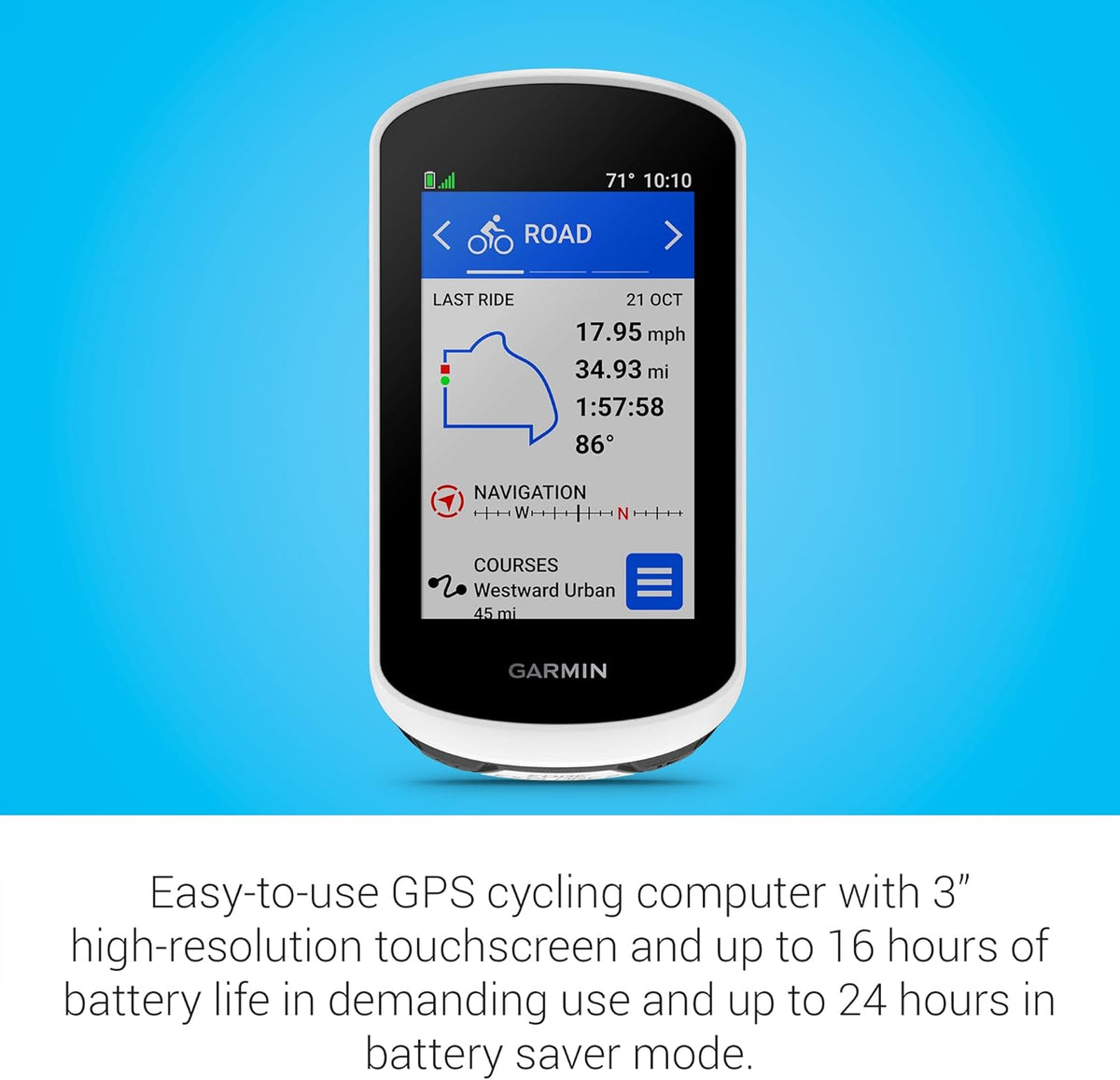 Garmin Edge® Explore 2, Easy-To-Use GPS Cycling Navigator, eBike Compatibility, Maps and Navigation, with Safety Features (Renewed)