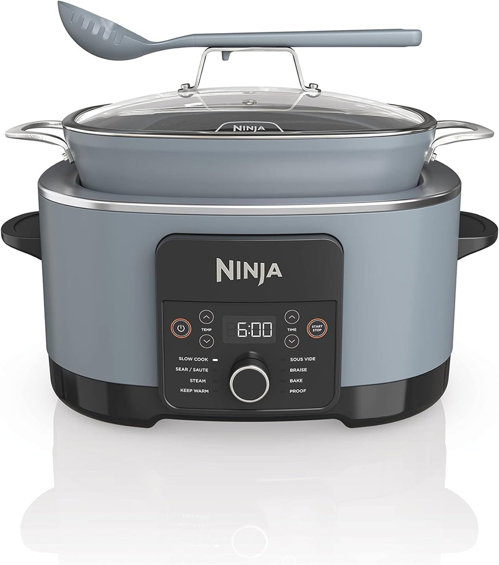 Ninja® 14-in-1 PossibleCooker™ PRO | 8.5qt, Sous Vide, Proof, Bake, & Steam Multicooker | Slow Cooker, Dutch Oven | Glass Lid & Integrated Spoon | Nonstick, Oven Safe Pot 500°F | Sea Salt Gray |MC1001