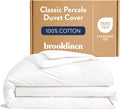 Brooklinen Luxury Percale Duvet Cover – 100% Cotton, Cool, Crisp, Extra-Long Corner Ties, Button Closure, Soft & Breathable – Machine Washable, Duvet Cover Full/Queen Bed Sizes (White)
