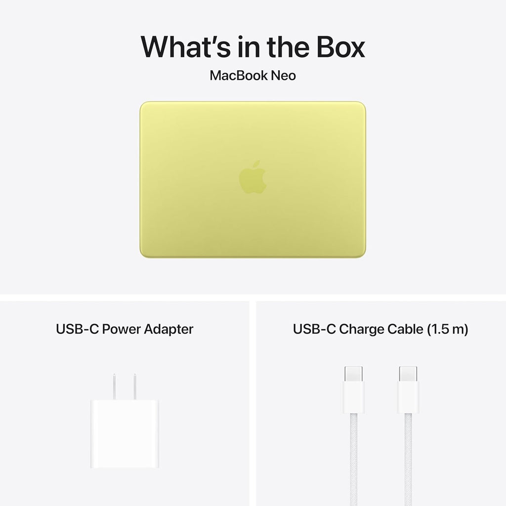 Apple 2026 MacBook Neo 13-inch Laptop with A18 Pro chip: Built for AI and Apple Intelligence, Liquid Retina Display, 8GB Unified Memory, 512GB SSD Storage, 1080p FaceTime HD Camera, Touch ID; Citrus