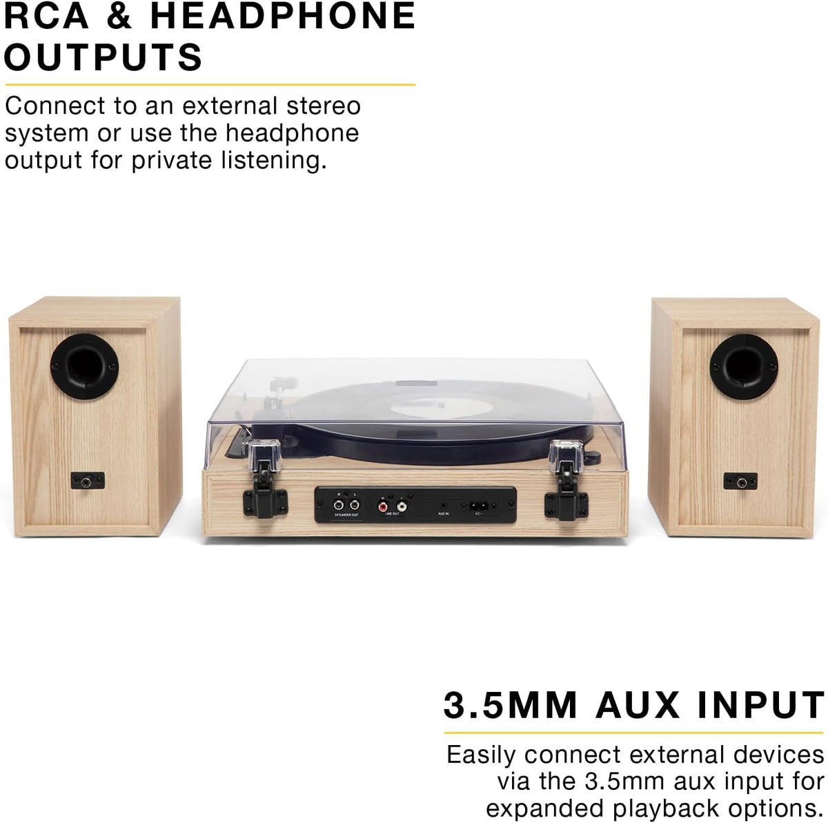 Victrola Harmony – Bluetooth Turntable System– 3-Speed Vinyl Record Player, Stereo Bookshelf Speakers, Mid-Century Modern Design, Audio Technica ATN3600L, Bluetooth Input and Output (Black)