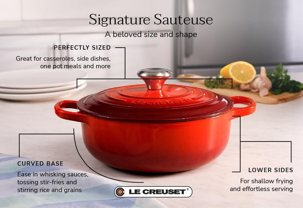 Le Creuset Enameled Cast Iron Signature Sauteuse Oven, 3.5 qt., Cerise
