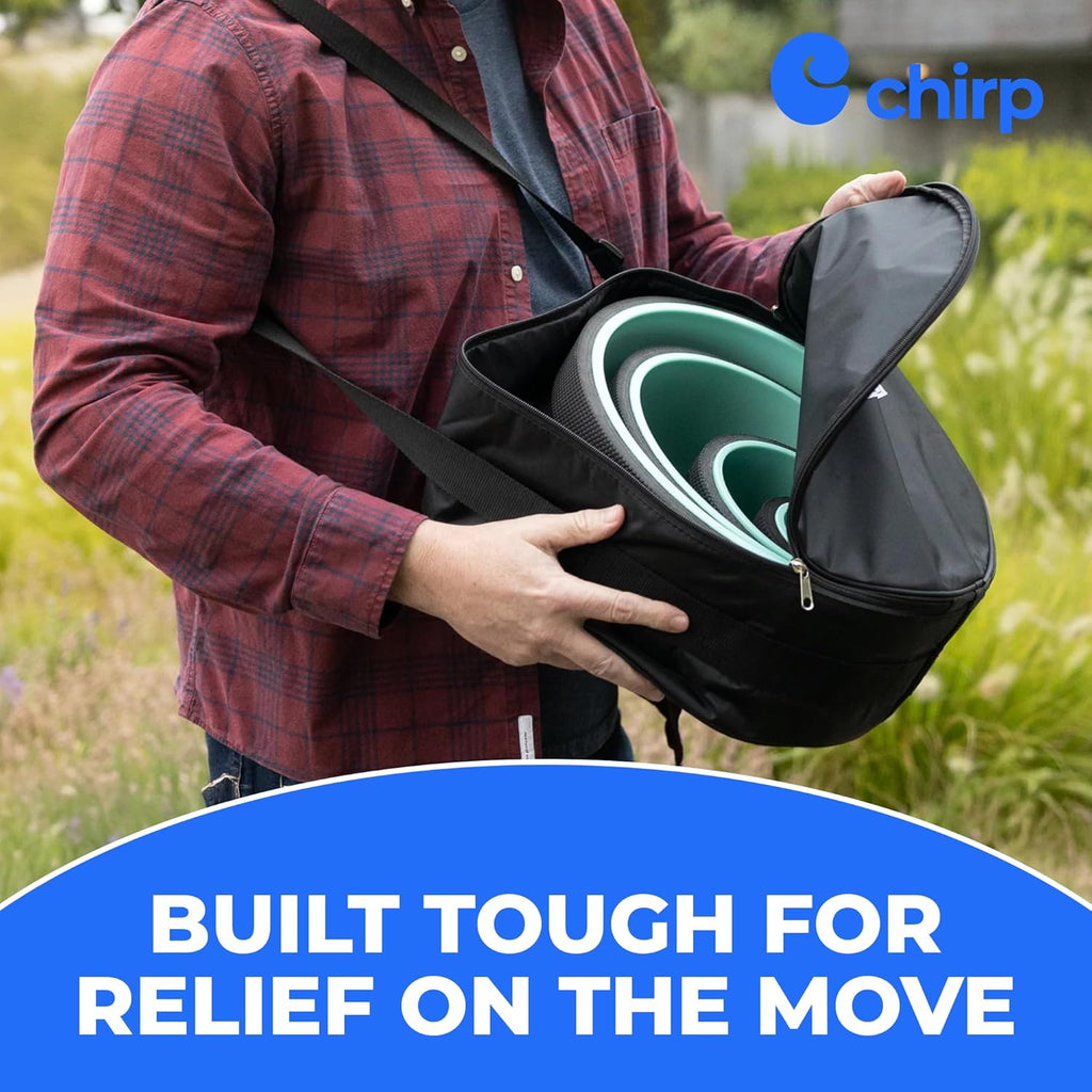 Chirp - Ultimate Back + Neck Bundle | 4-Pack Wheel Foam Roller Set for Back & Neck Pain Relief, Posture Corrector for Alignment & Support, 500lb Capacity, Includes Carrying Case, Mint