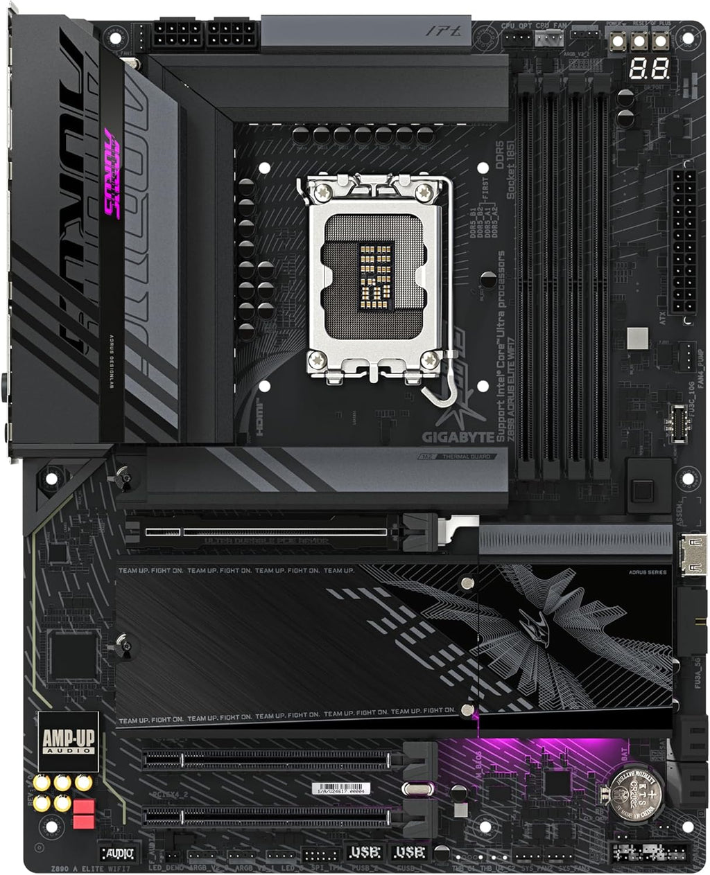 GIGABYTE Z890 AORUS Elite WIFI7 ICE Motherboard - Supports Intel Core Ultra (Series 2) CPUs, 16+1+2 Phases VRM, up to 8800MHz DDR5 (OC), 1xPCIe 5.0 + 3xPCIe 4.0, Wi-Fi 7, 2.5GbE LAN, Thunderbolt 4