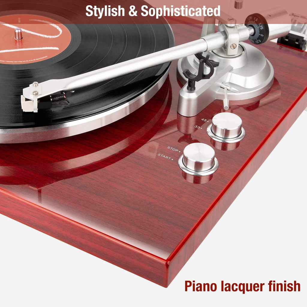 1 BY ONE Belt Drive Turntable with Bluetooth Connectivity, Built-in Phono Pre-amp, USB Digital Output Vinyl Stereo Record Player with Magnetic Cartridge, 33 or 45 RPM