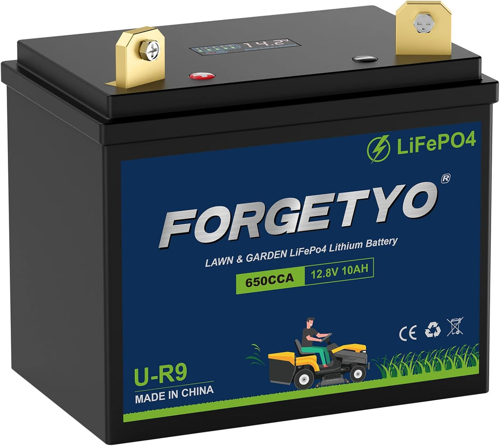 U-R9 Riding Lawn Mower Battery, 12V 10Ah 650CCA Lithium LiFePO4 Garden Tractor Starting Battery, Compatible with John Deere,Cub Cadet,Craftsman,Troy-Bilt Mower, and Generator