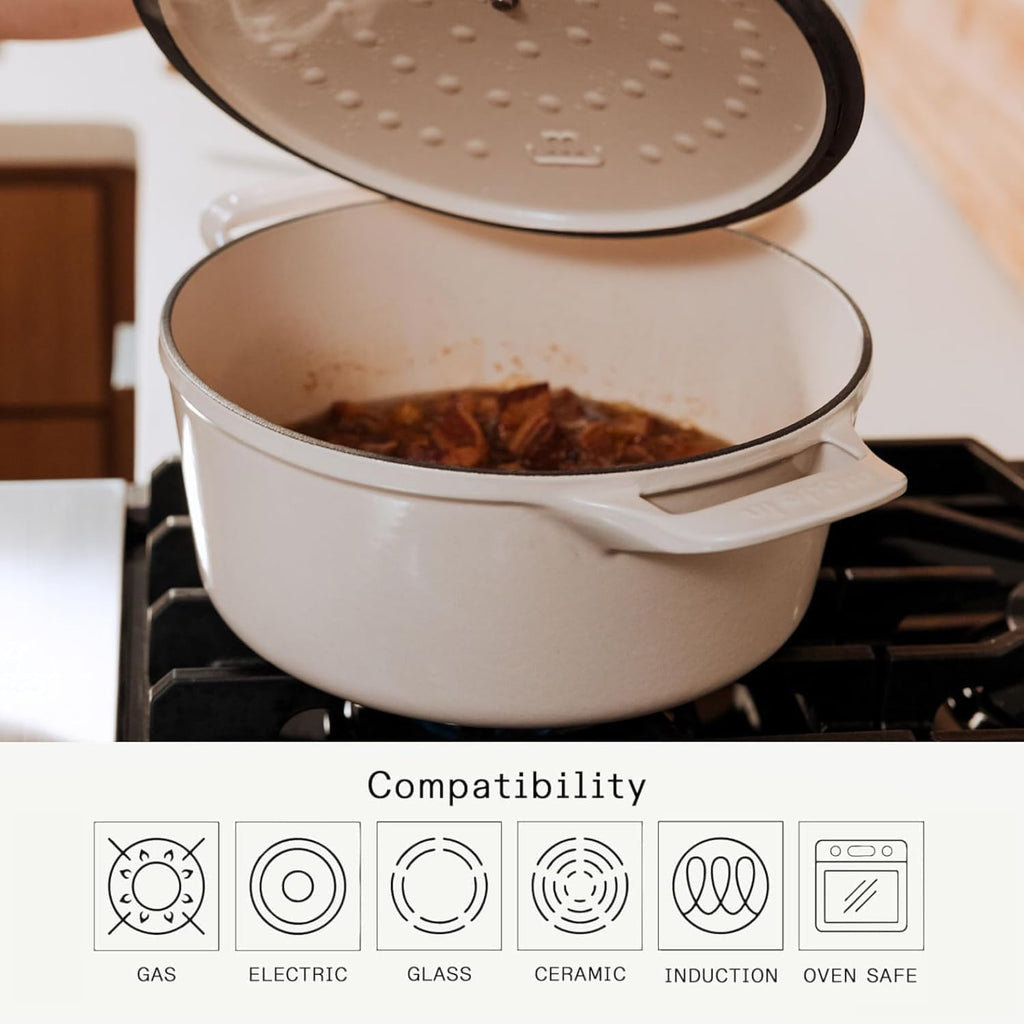 Made In Cookware | Dutch Oven 5.5 Quart (Linen) | Enameled Cast Iron | Exceptional Heat Retention & Durability | Professional Cookware | Crafted in France | Induction Compatible