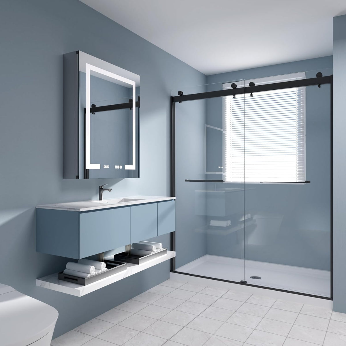 LED Medicine Cabinet Mirror, 24x30 Inch Bathroom Storage, Recessed/Wall Mount, Plug-in/Hardwired, 3 Color Dimmable Light, Anti-Fog, Time Temp Display, Left Hinge