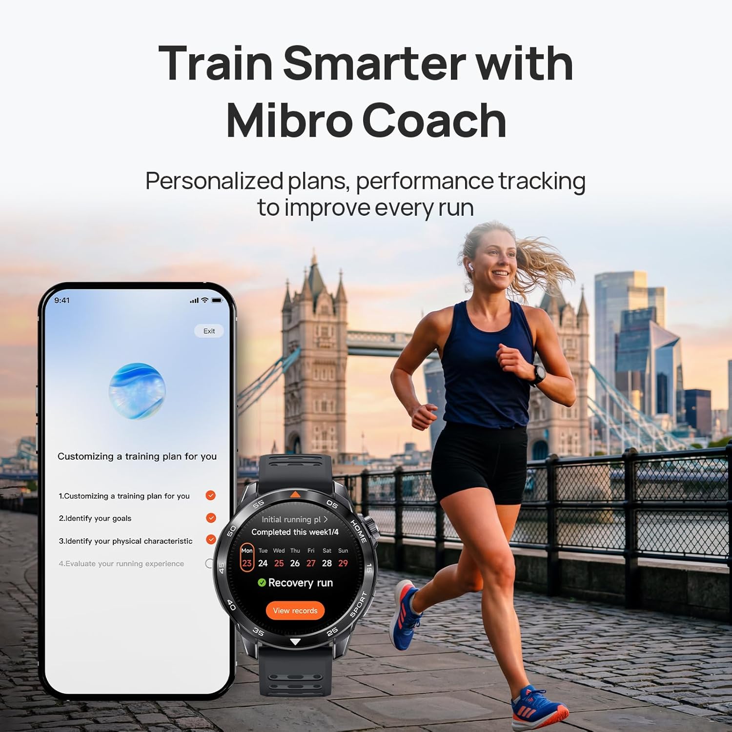 mibro GS Pro2 GPS Running Watch with Dual Band GPS, Built-in Training Plans, 1.43” AMOLED, 20-Day Battery and 150+ Workout Modes, Heart Rate and 5ATM Waterproof Smartwatch for Runner(Dark Gray)