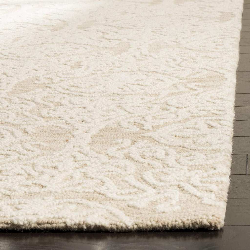 SAFAVIEH Blossom Collection Area Rug - 9' x 12', Beige & Ivory, Handmade Wool, Ideal for High Traffic Areas in Living Room, Bedroom (BLM112B)
