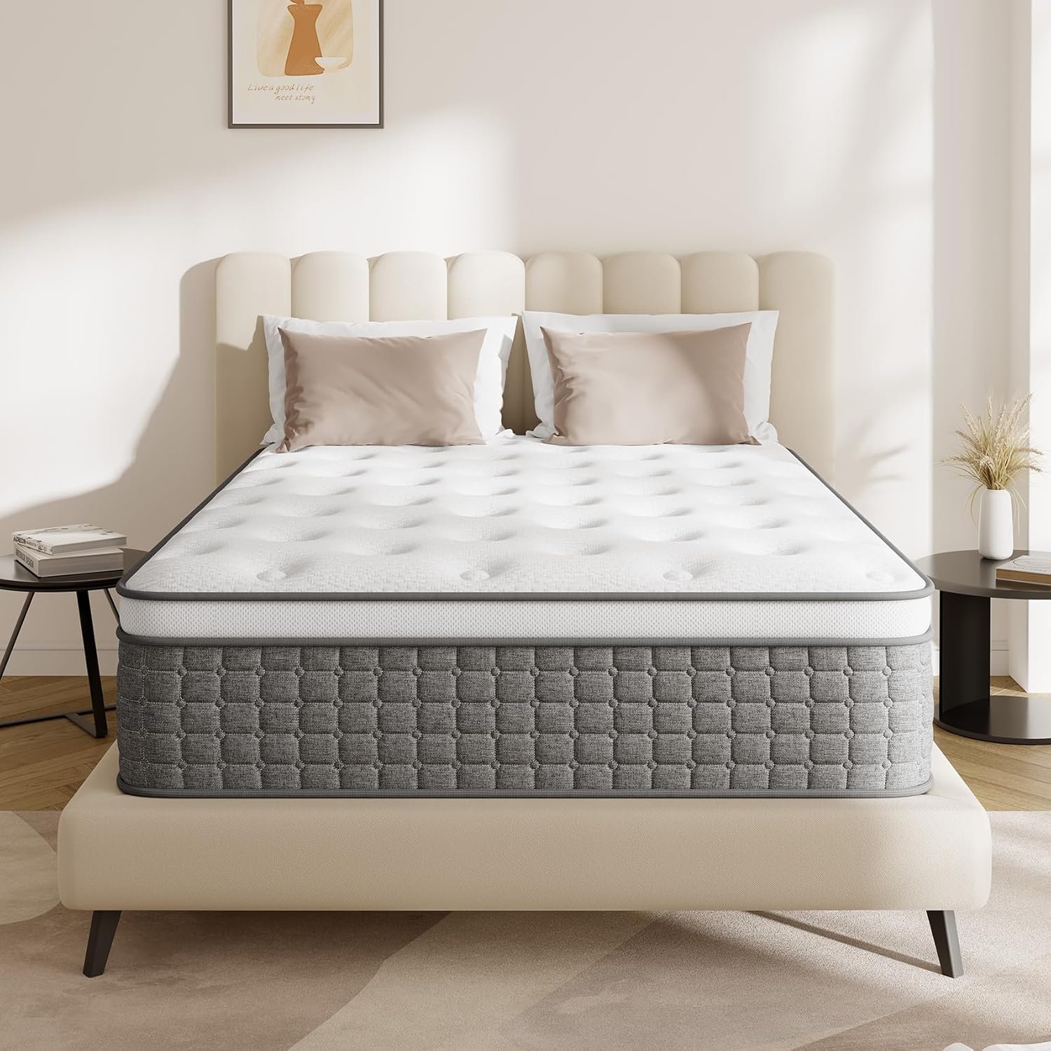 PUBPLON Full Size Mattress, 12 Hybrid Full Mattress in a Box, Medium Firm, Memory Foam & Pocket Springs for Pressure Relief, Motion Isolation, CertiPUR-US Certified, Fiberglass Free, 365 Night Trial