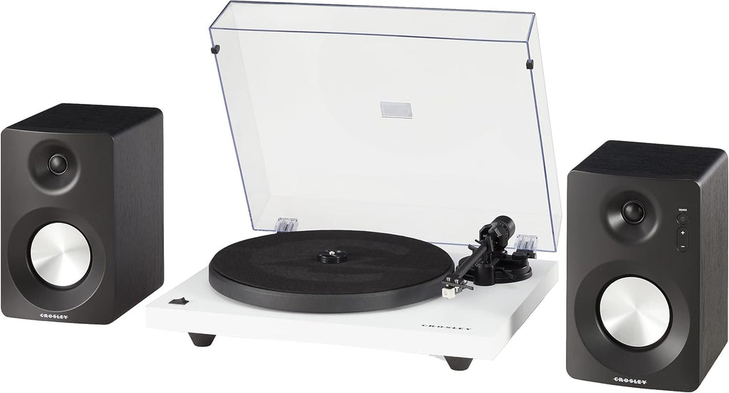 Crosley KT6101-WH Belt-Drive Bluetooth Turntable with Built-in Preamp and Included Speakers, White
