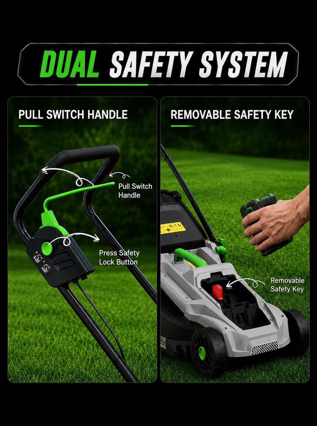 40V Cordless Lawn Mower, 16-Inch Brushless Electric Push Mower with 4.0Ah Battery & Charger, 2-in-1 Mulching and Bagging, 5-Position Height Adjustment, Lightweight Foldable Design, Green