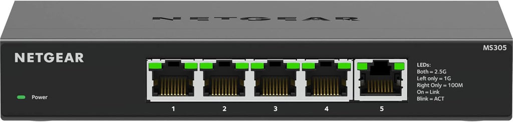 NETGEAR 5-Port 2.5G Multi-Gigabit Ethernet Unmanaged Network Switch (MS305) - with 5 x 2.5Gbps Ports, Desktop or Wall Mount, Metal Case