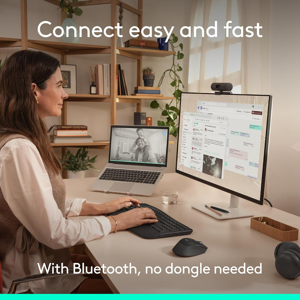 Logitech Signature Comfort Plus Combo MK880 Wireless Keyboard and Mouse Combo, Full-Size Comfort Keyboard with Palm Rest, Silent Clicks, Bluetooth, for Windows and macOS - Graphite