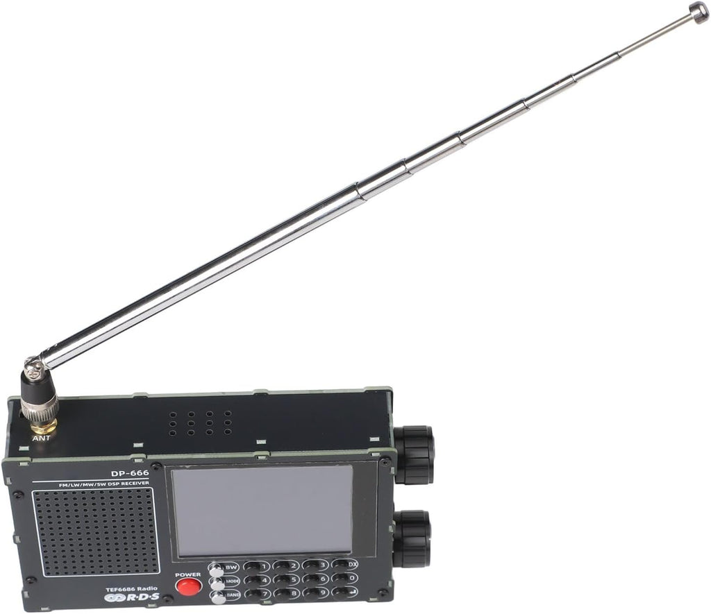 DP-666 TEF6686 Full Band Radio, FM AM Shortwave Radio RDS, 2.8 Inch Resistive Touch LCD Color Screen, Portable High Sensitivity Travel Radio(Black)