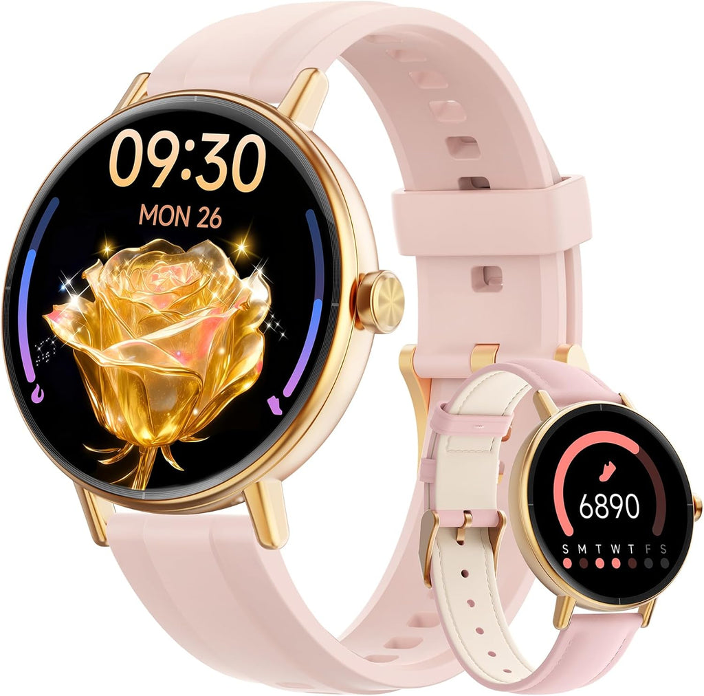 Smart Watch for Women,1.57" Touch Screen Smartwatch for iPhone& Samsung& Android,Answer/Make Call,Fitness Tracker with Heart Rate/SpO2/Sleep Monitor,IP68 Waterproof,110+ Sports Mode,2 Bands