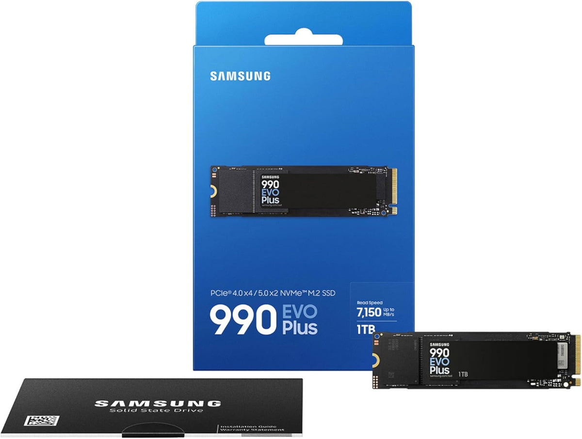 Samsung 990 EVO Plus SSD 1TB, PCIe Gen 4x4, Gen 5x2 M.2 2280, Speeds Up-to 7,150 MB/s, Upgrade Storage for PC/Laptops, HMB Technology and Intelligent Turbowrite 2.0, (MZ-V9S1T0B/AM)