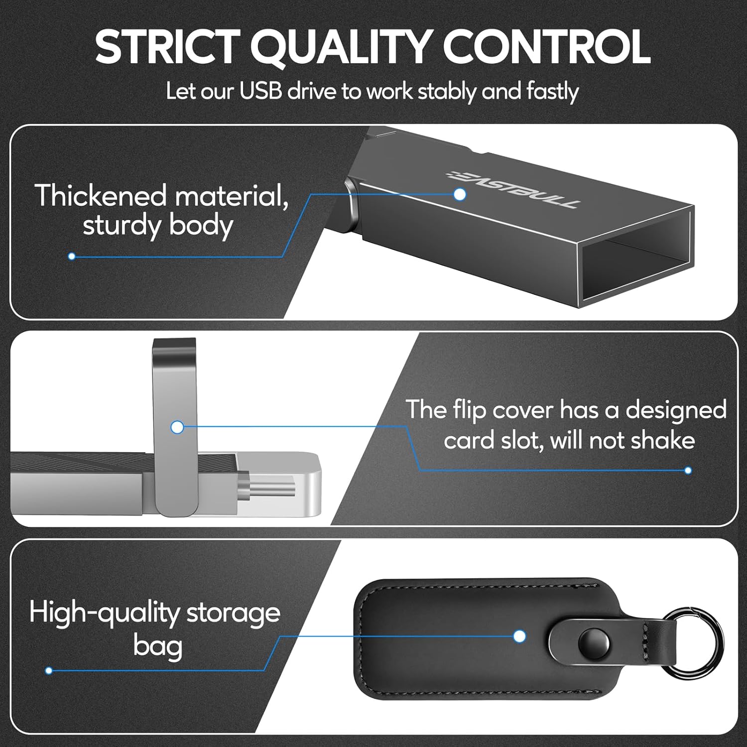 EASTBULL 1TB USB3.2 Drive Up to 550MB/s High Speed External SSD 2-in-1 USB-C+USB-A 3.2 Gen1 Dual Drive for iPhone 15/PC/Windows (Grey, with a Bag)