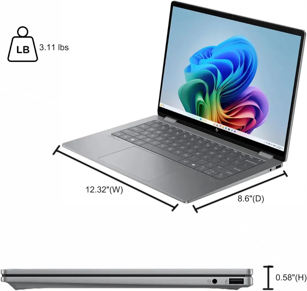 HP OmniBook X Flip 2-in-1 Laptop 14" WUXGA IPS Touch (400nits) AMD 6-core Ryzen AI 5 340 (Up to 50 Tops) 16GB RAM 512GB SSD for Creator Designer Business Professional Win11Pro ICP Hub