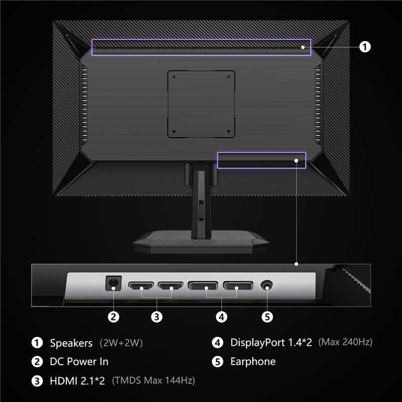 INNOCN 24.5 Inch Gaming Monitor 1440P 240Hz QHD 2K PC Desktop Screen Fast IPS DisplayPort 1.4 HDMI 2.1 Display, Up to 0.5ms, HDR10, Built-in Speaker, 25G2S