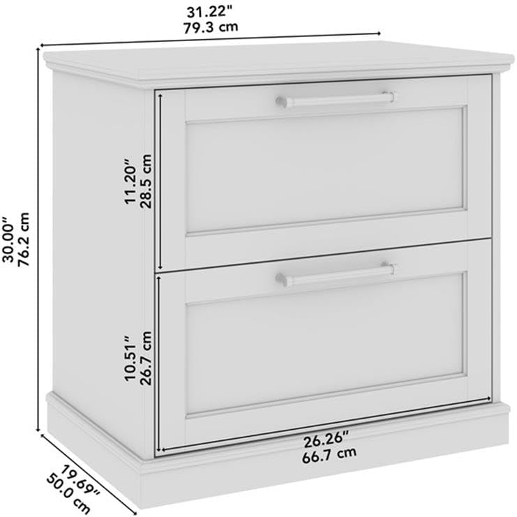 Bush Home Westbrook 2 Drawer Lateral File Cabinet in White Ash | Versatile Storage for Home Office and Living Room
