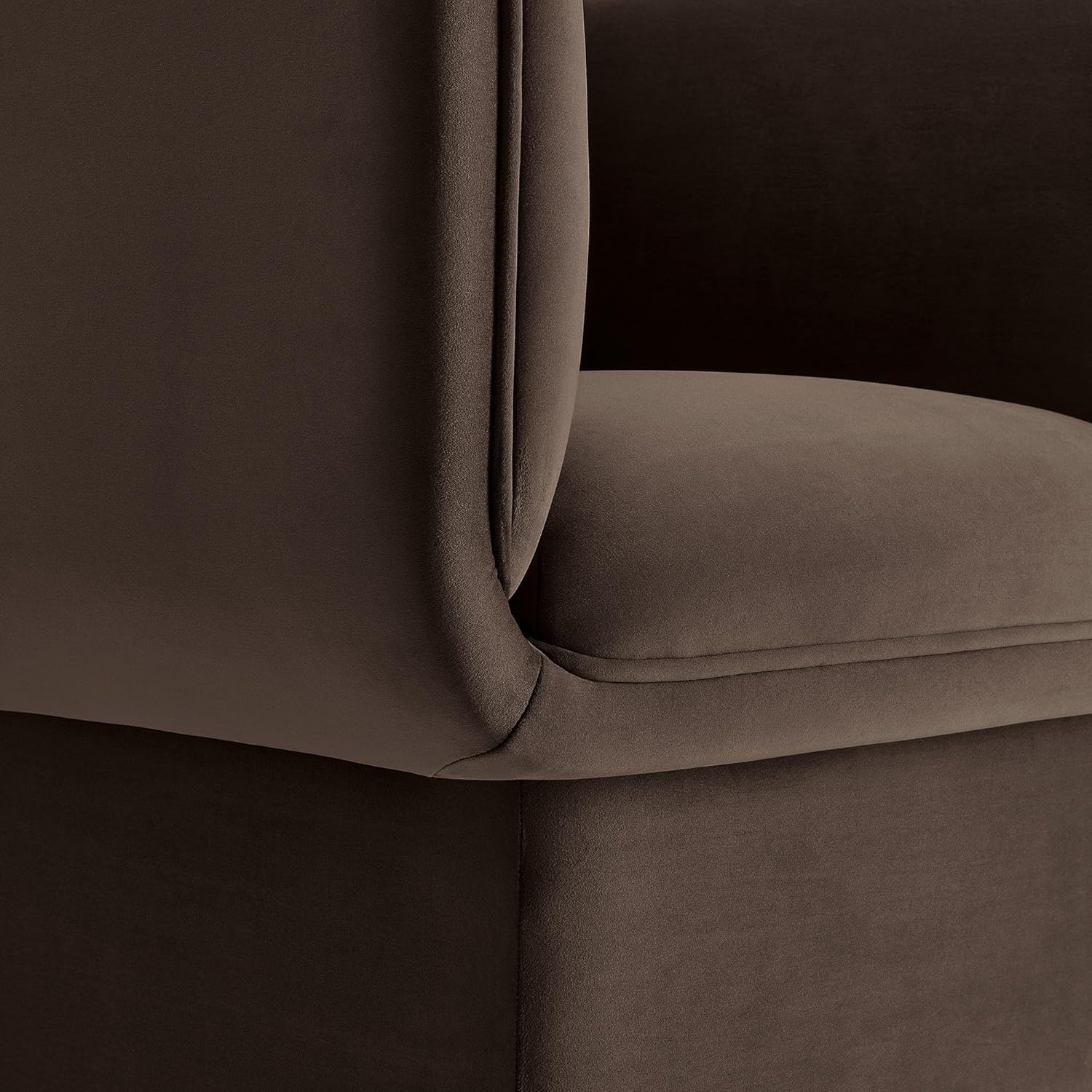 Modway Tate Performance Velvet Accent Chair in Chocolate Brown - Upholstered Club Chair - Modern Barrel Armchair - Comfy Reading Leisure Chair for Living Room, Bedroom, Office