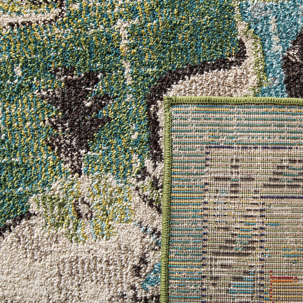 SAFAVIEH Monaco Collection Area Rug - 8' x 10', Forest Green & Light Blue, Non-Shedding & Easy to Clean, Distressed Medallion Design, Ideal for Living Room, Bedroom, Dining Space (MNC243F)