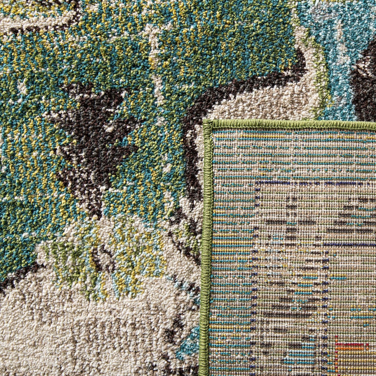 SAFAVIEH Monaco Collection Area Rug - 8' x 10', Forest Green & Light Blue, Non-Shedding & Easy to Clean, Distressed Medallion Design, Ideal for Living Room, Bedroom, Dining Space (MNC243F)