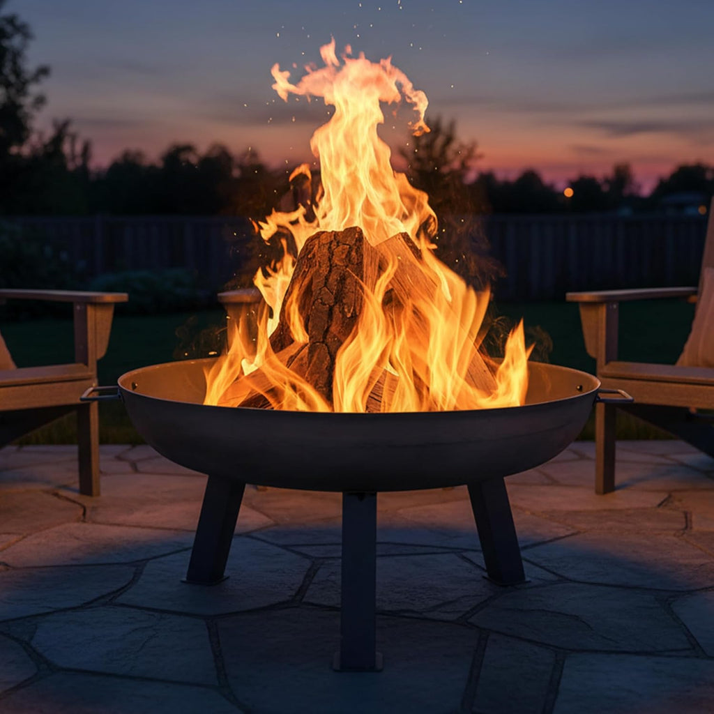Sunnydaze Cast Iron Heavy Duty Fire Pit for Outside - Wood Burning Outdoor Fire Pit Bowl with Handles for Patio, Backyard, Camping - 30" - Gray