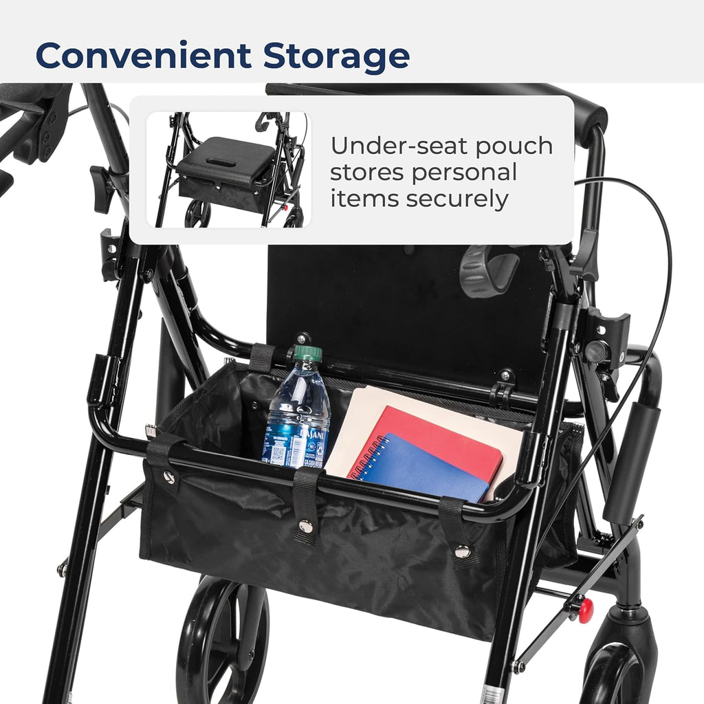 Drive Medical 795BK Duet Folding Transport Wheelchair and Rollator Walker, Black