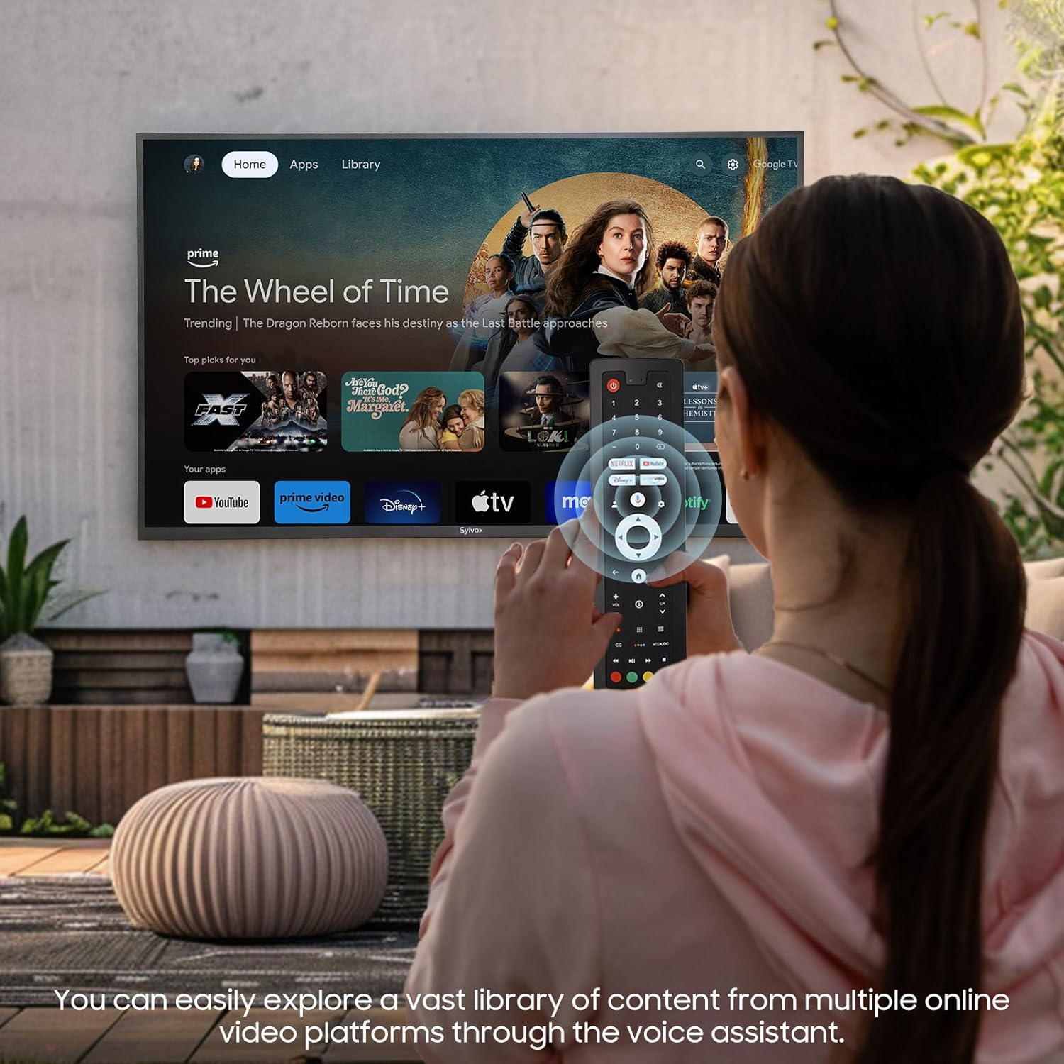 SYLVOX 43 Inch Outdoor Smart Television Weatherproof Google TV, 4K 700NIT High Brightness Temperature Resistant IP56 Waterproof TVs, Anti-Scratch, Suitable for Partial Sun (Patio Series)