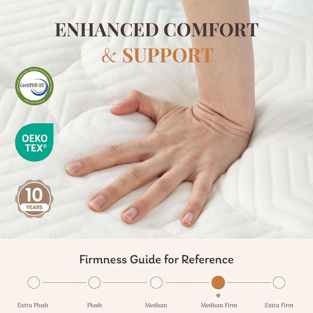 CH Charme House Queen Mattress, 14 Inch Hybrid Queen Size, Medium Feel Foam and Individual Pocket Springs, Fiberglass Free Bed Mattress, Extra Edge Support, Pressure Relief, CertiPUR-US