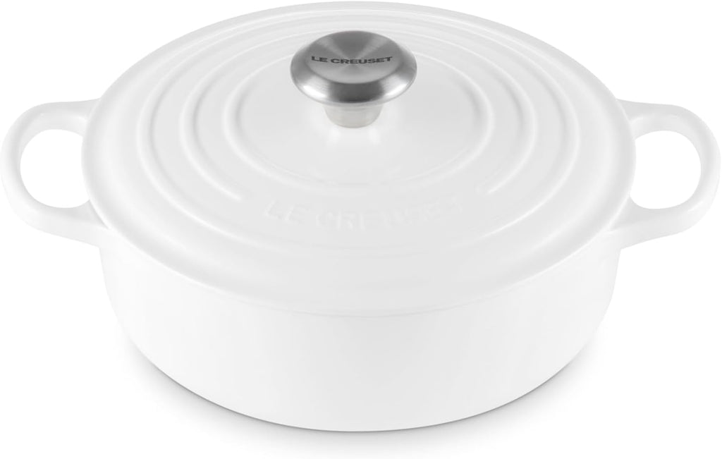 Le Creuset Enameled Cast Iron Signature Round Wide Dutch Oven, 3.5 qt., White